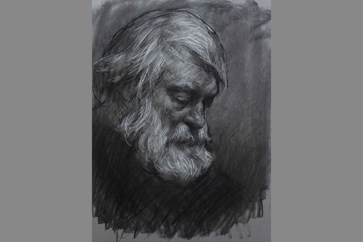 Desenho-em-pastel-preto-branco-e-carvao